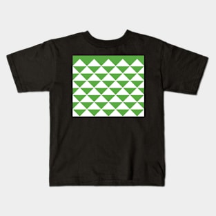 Abstract Triangles pattern - green and white. Kids T-Shirt